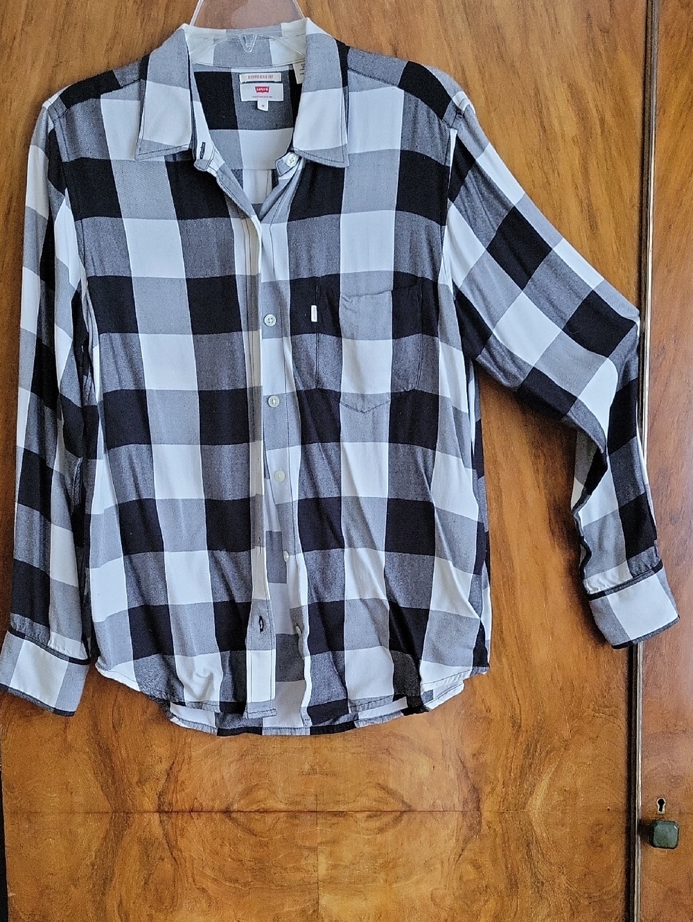 Levi's Black and White Plaid Button-Down Shirt